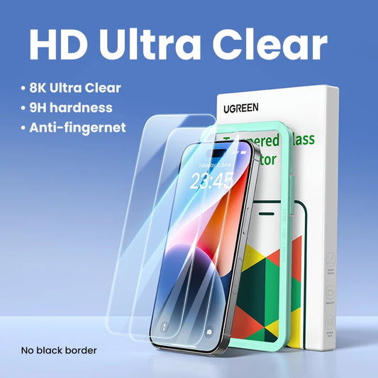 2 Protectores de Pantalla para iPhone (13, 14, 15, 16 y 17) UGREEN Autoinstalables