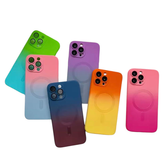Carcasas Silicona Líquida Magsafe Color Degradado para iPhone 13, 14, 15 y 16 (Plus, Pro, Pro Max)