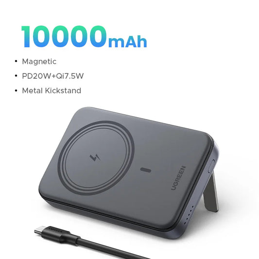 Batería Portátil UGREEN 10.000 mAh con MagSafe – Con Soporte