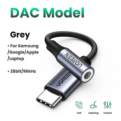 Adaptador Audio USB-C a 3.5mm UGREEN (Compatibles con todas las marcas y dispositivos)