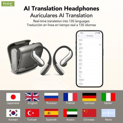 Audífonos HTC NE23 con Traductor IA (Hasta 134 Idiomas)