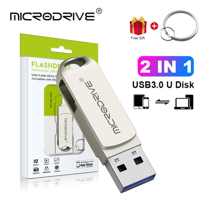Memoria para iPhone y iPad, 2 en 1 (Lightning + USB 3.0 / 128GB y 512GB)