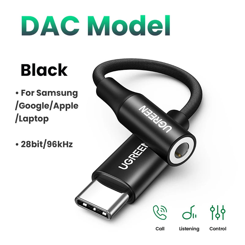 Adaptador Audio USB-C a 3.5mm UGREEN (Compatibles con todas las marcas y dispositivos)