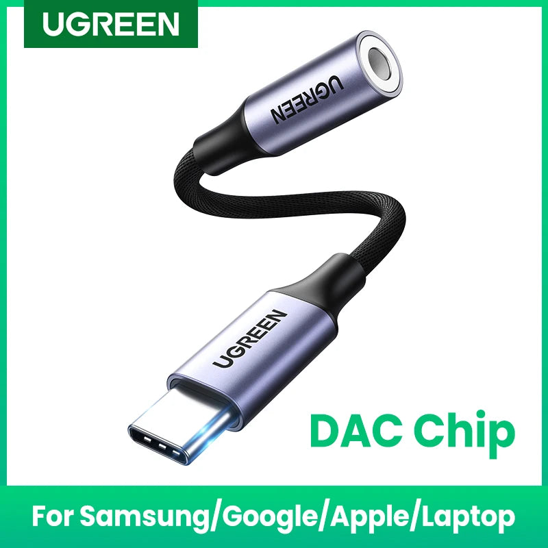 Adaptador Audio USB-C a 3.5mm UGREEN (Compatibles con todas las marcas y dispositivos)