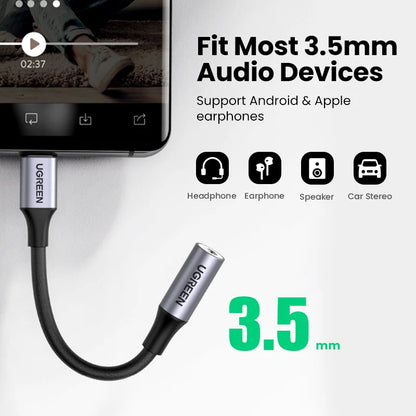 Adaptador Audio USB-C a 3.5mm UGREEN (Compatibles con todas las marcas y dispositivos)